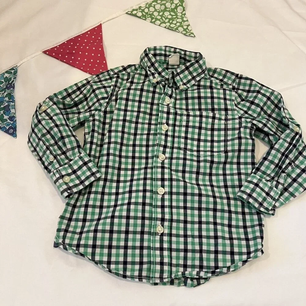 Gap Green Plaid Button Down Shirt Size 4